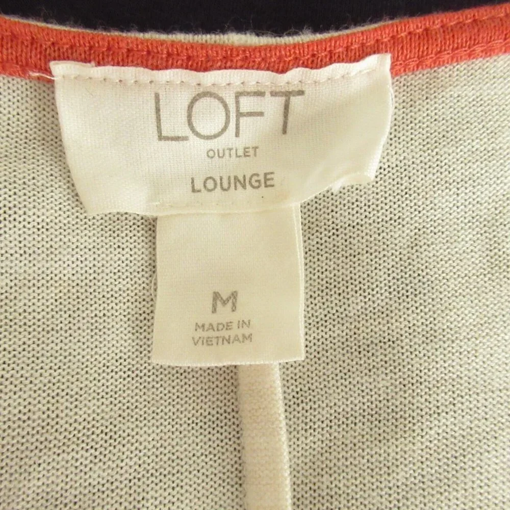 Ann Taylor LOFT Lounge Top M Medium Orange V Neck Long Sleeve - Picture 5 of 6